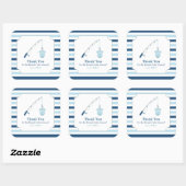 Sticker Carré Merci Pêche Baby shower à thème (Feuille)