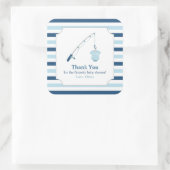 Sticker Carré Merci Pêche Baby shower à thème (Sac)