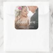 Sticker Carré Merci photo Mariage moderne (Sac)