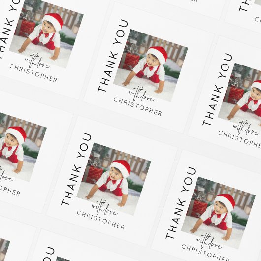 Sticker Carré Merci photo pour enfants