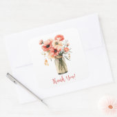 Sticker Carré Merci pies dans un bocal de mason (Enveloppe)