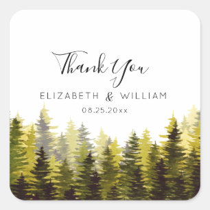 Sticker Carré Merci Pine Trees Mariage