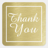 Sticker Carré merci pour faux or simple & élégant (Devant)