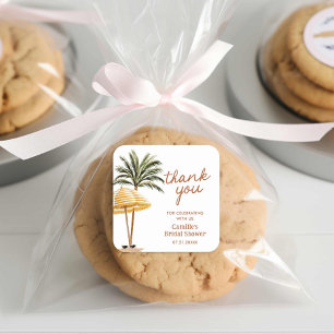 Sticker Carré Merci pour la Baby Shower Tropical d'Été