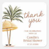 Sticker Carré Merci pour la Baby Shower Tropicale d'Été (Devant)