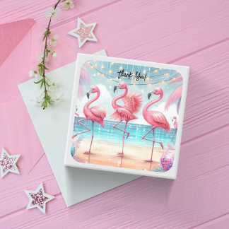 Sticker Carré Merci pour la danse et la célébration des flamants