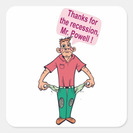 Sticker Carré Merci pour la récession, M. Powell (Devant)