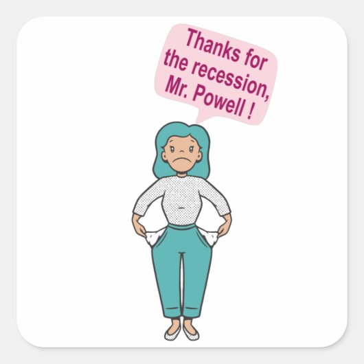 Sticker Carré Merci pour la récession, M. Powell (Devant)