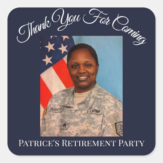 Sticker Carré Merci pour la retraite de Patrice Sq (Devant)