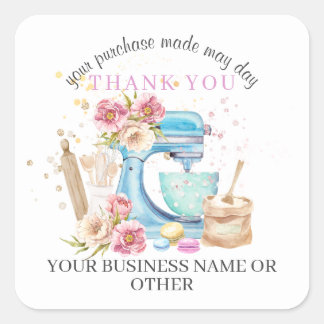 Sticker Carré Merci pour l'achat, petite boulangerie. sq