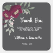 Sticker Carré Merci pour le futur Mariage Floral Marsala (Devant)