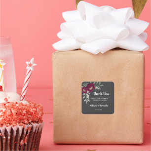 Sticker Carré Merci pour le futur Mariage Floral Marsala