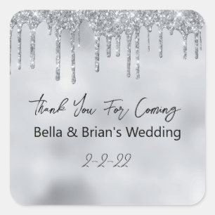 Sticker Carré Merci Pour L'Événement À Venir Étincelle Argent