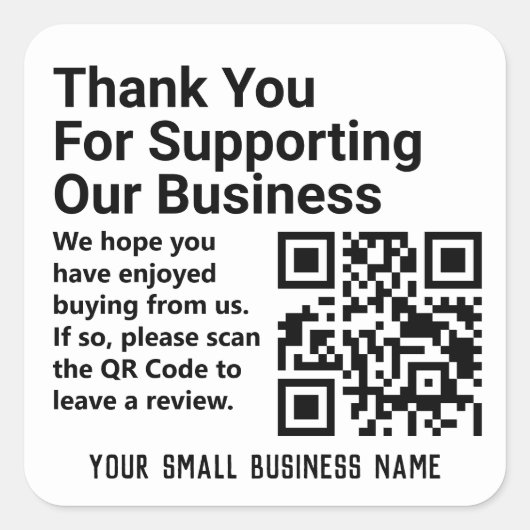 Sticker Carré Merci pour soutenir notre entreprise QR Code sur u (Devant)
