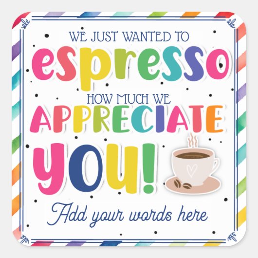 Sticker Carré Merci pour tout ce que vous faites! (Devant)