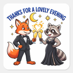Sticker Carré Merci pour une soirée charmante Renard Raton laveu