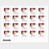 Sticker Carré Merci pour venir, la faveur florale bordeaux (Feuille)