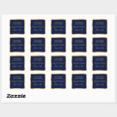 Sticker Carré Merci Pour Venir Luxe Gold Edge Marine Blue (Feuille)