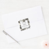 Sticker Carré Merci pour venir Noir Rose mariage Faveur (Enveloppe)