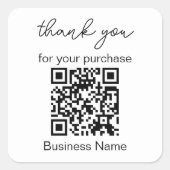 Sticker Carré Merci Pour Votre Achat Code QR Entreprise Blanc (Devant)