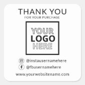 Sticker Carré Merci Pour Votre Achat Logo D'Entreprise (Devant)