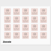 Sticker Carré Merci pour votre commande blush rose merci (Feuille)