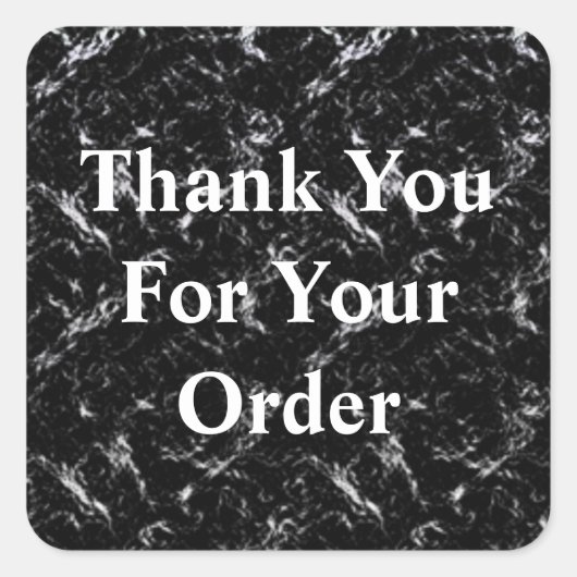 Sticker Carré Merci pour votre commande client noir blanc (Devant)