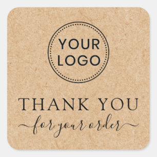 Sticker Carré Merci pour votre commande Kraft look merci