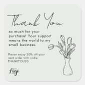 Sticker Carré Merci pour votre petit Carte de visite d'achat | (Devant)