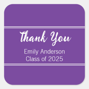 Sticker Carré Merci Purple White Classe de 2025 Graduation