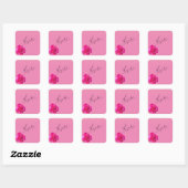 Sticker Carré Merci rose (Feuille)