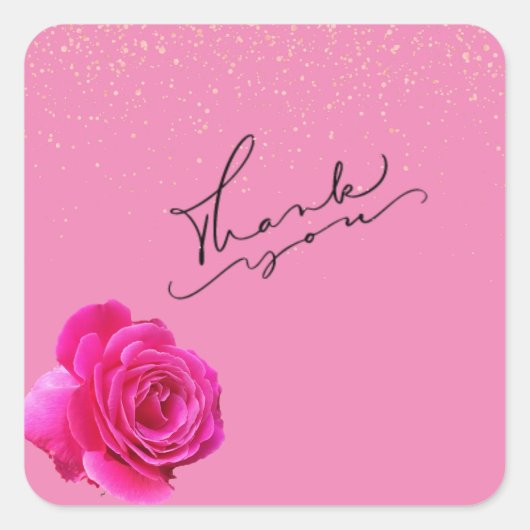 Sticker Carré Merci rose (Devant)