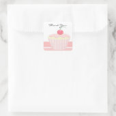 Sticker Carré Merci rose Cupcake (Sac)