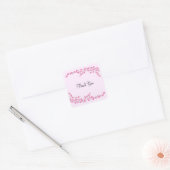 Sticker Carré Merci rose en fleurs (Enveloppe)