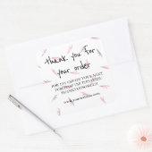 Sticker Carré Merci Rose Violet En Plumes Pour Commande (Enveloppe)