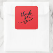 Sticker Carré Merci Rouge Éclatant Classique Unique Simple (Sac)
