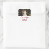 Sticker Carré Merci Ruby Script Photo d'anniversaire de mariage (Sac)