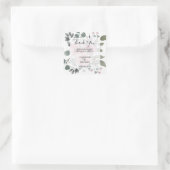 Sticker Carré Merci rustique fleurs aquarelle mariage (Sac)