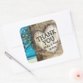 Sticker Carré Merci Rustique Mariage de plage tropical (Enveloppe)