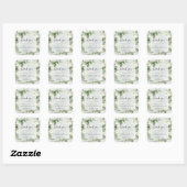 Sticker Carré Merci Sage Green Foliage Mariage botanique (Feuille)