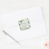 Sticker Carré Merci Sage Green Foliage Mariage botanique (Enveloppe)