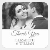Sticker Carré Merci Script Mariage Photo Silver Faveur (Devant)