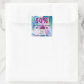 Sticker Carré Merci Shopping 50%Off QR CODE Floral Tropical Rose (Sac)