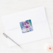Sticker Carré Merci Shopping 50%Off QR CODE Floral Tropical Rose (Enveloppe)