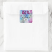 Sticker Carré Merci Shopping 50%Off QR CODE Logo Pink Tulp (Sac)