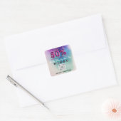 Sticker Carré Merci Shopping 50%Off QR CODE Logo rose (Enveloppe)