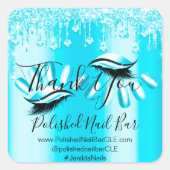 Sticker Carré Merci Shopping Déchets Diamant Clou Bleu (Devant)