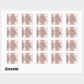 Sticker Carré Merci Shopping Rose Drips 20%Off Moderne (Feuille)