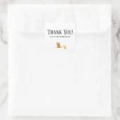 Sticker Carré Merci simple Faux Gold Stork ! Baby shower (Sac)