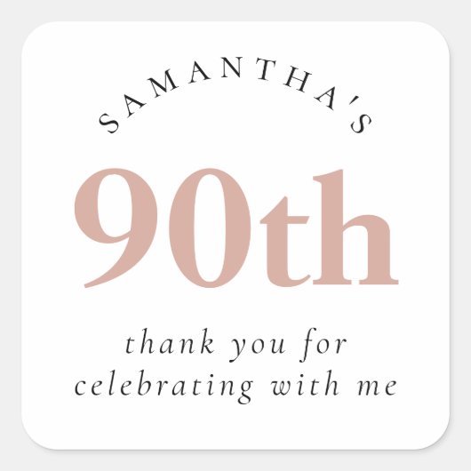 Sticker Carré Merci simple rose pâle 90ème parti (Devant)